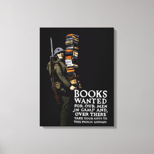 Vintages WWI-Poster - Gewollt Bücher Leinwanddruck