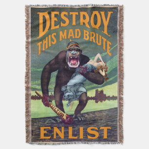 Vintages WWI-Poster - Zerstöre diesen Mad Brute Decke