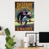 Vintages WWI-Poster - Zerstöre diesen Mad Brute Poster (Heimbüro)