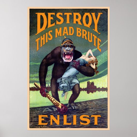 Vintages WWI-Poster - Zerstöre diesen Mad Brute Poster (Vorne)