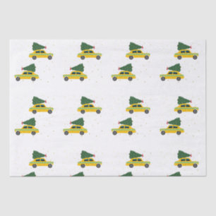 Vintages Yellow Cab Taxi Weihnachtsschneemuster Seidenpapier