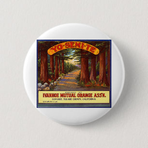 Vintages Yo-Semi-Te-Orange-Etikett Button