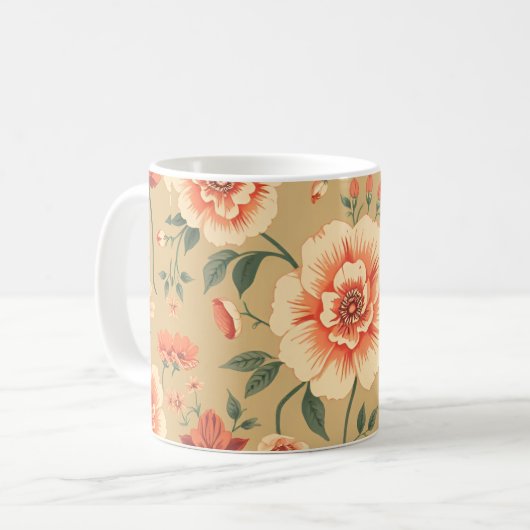 Vintages, zartes  Muster Kaffeetasse (Vorderseite Links)