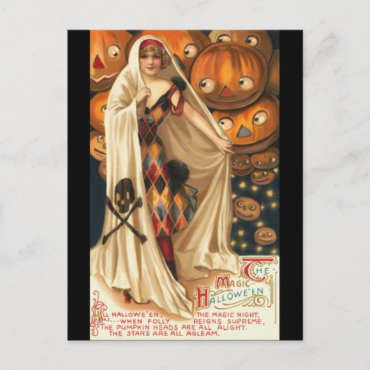 Vintages ZauberHalloween Postkarte (Vorderseite)