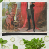 Vintages Zauberposter, Großer Schwarzsteinmagier Geschirrtuch (Gefaltet)