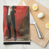 Vintages Zauberposter, Großer Schwarzsteinmagier Geschirrtuch (Viertel Falte)