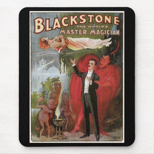 Vintages Zauberposter, Großer Schwarzsteinmagier Mousepad (Vorne)