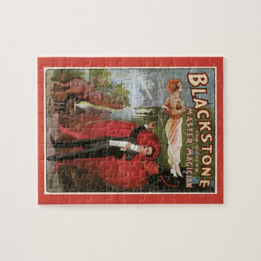 Vintages Zauberposter, Großer Schwarzsteinmagier Puzzle (Horizontal)