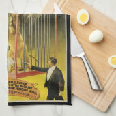 Vintages Zauberposter, Magician Bancroft und Löwe Geschirrtuch (Viertel Falte)