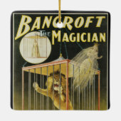 Vintages Zauberposter, Magician Bancroft und Löwe Keramikornament (Rückseite)