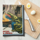 Vintages Zauberposter, Pinsel, König der Zauberer Geschirrtuch (Viertel Falte)