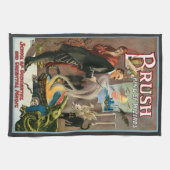 Vintages Zauberposter, Pinsel, König der Zauberer Geschirrtuch (Horizontal)