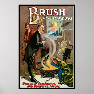 Vintages Zauberposter, Pinsel, König der Zauberer Poster