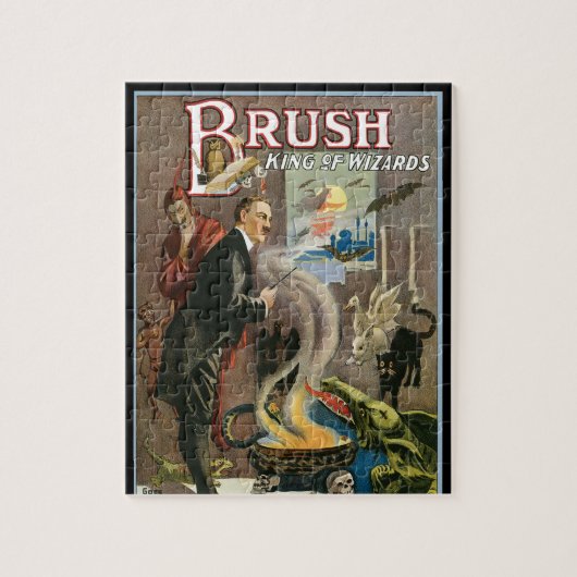 Vintages Zauberposter, Pinsel, König der Zauberer Puzzle (Vertikal)
