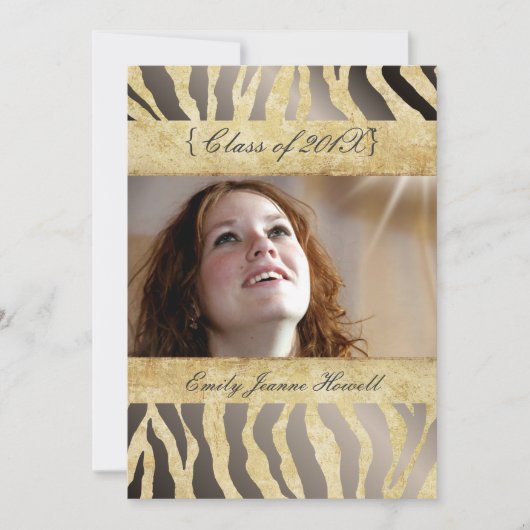 Vintages Zebra/Abschlüsse Party Einladungen (Vorderseite)