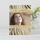 Vintages Zebra/Abschlüsse Party Einladungen (Stehend Vorderseite)