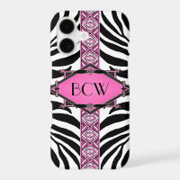 Vintages Zebra Art Deco Rosa Diamond Monogram