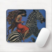 Vintages Zebra mit Art Nouveau Rider Mousepad (Mit Mouse)
