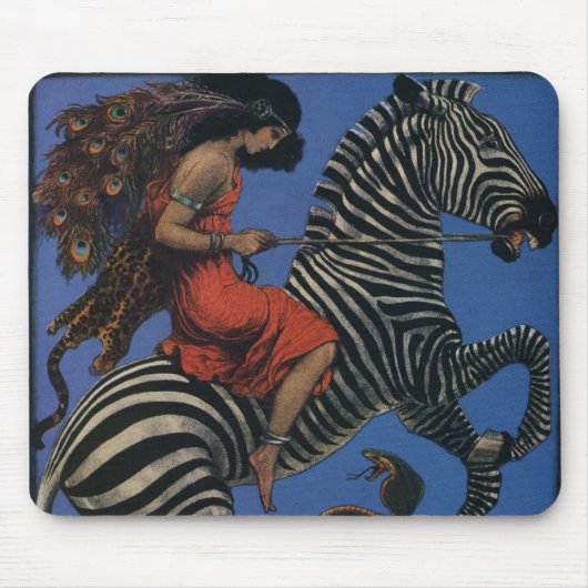 Vintages Zebra mit Art Nouveau Rider Mousepad (Vorne)