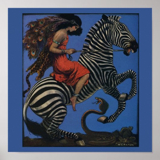 Vintages Zebra mit Art Nouveau Rider Poster (Vorne)