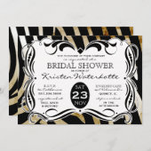 Vintages Zebra Print Brautparty Einladung (Vorne/Hinten)
