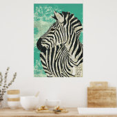 Vintages Zebra Turquoise Art Poster (Küche)