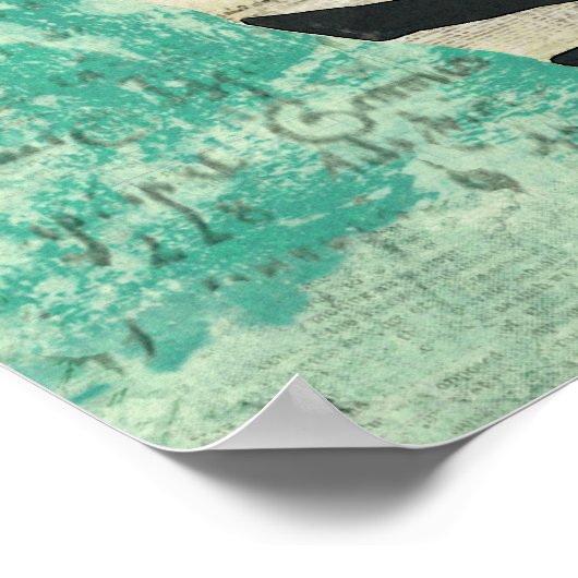 Vintages Zebra Turquoise Art Poster (Ecke)