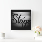 Vintages Zeichen "Bühne" Quadratische Wanduhr (Zuhause)