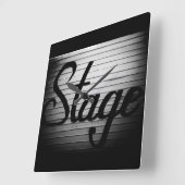 Vintages Zeichen "Bühne" Quadratische Wanduhr (Winkel)