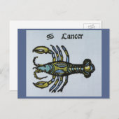 Vintages Zeichen des Zodiaks, Krebs der Krebs Postkarte (Vorne/Hinten)