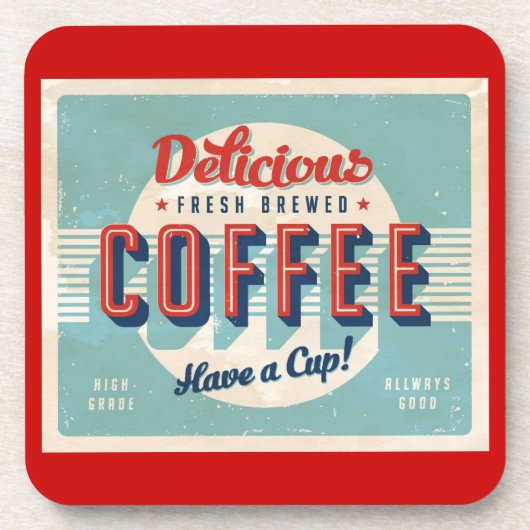 Vintages Zeichen - frischer gebrauter Kaffee Getränkeuntersetzer (Vorderseite)