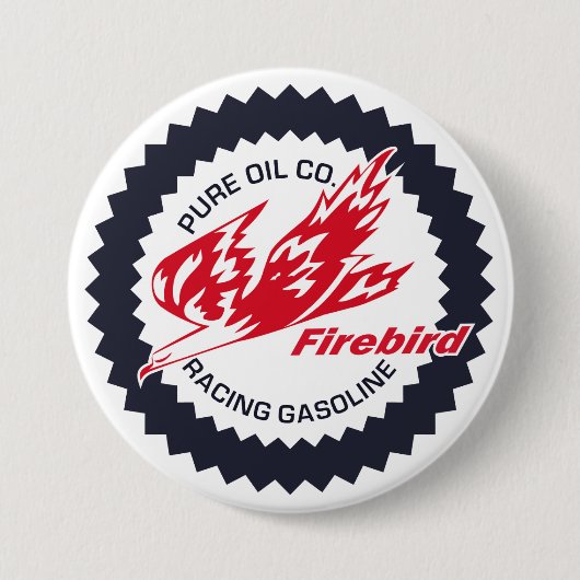Vintages Zeichen für reinen Feuervogel Benzin Button (Vorderseite)