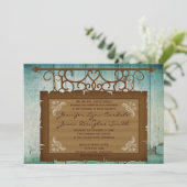 Vintages Zeichen-rustikale Einladung (Stehend Vorderseite)