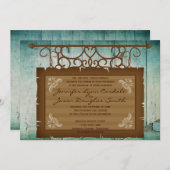 Vintages Zeichen-rustikale Einladung (Vorne/Hinten)