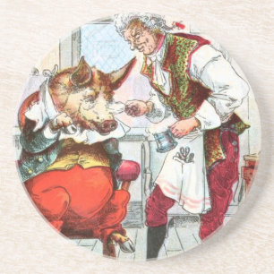 Vintages Zeichn: Barber Shave a Pig Getränkeuntersetzer