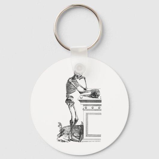 Vintages zeichn eines stehenden Skeletts Schlüsselanhänger (Vorderseite)