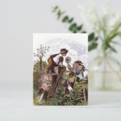 Vintages Zeichn: Kinder spielen Postkarte (Stehend Vorderseite)