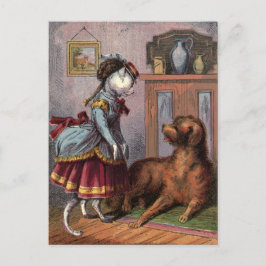 Vintages Zeichn: Puss in vollem Kleid Postkarte