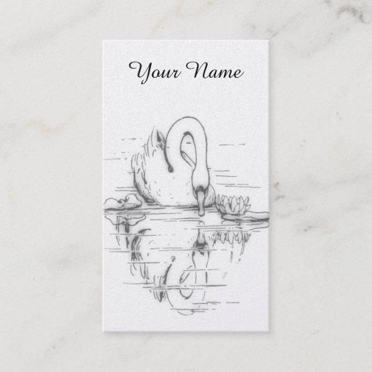 Vintages zeichn - Swan-Reflektion - Schwarzweiß Visitenkarte (Vorderseite)