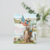 Vintages Zeichn: USA Collage Postkarte (Stehend Vorderseite)