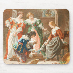 Vintages Zeichnen: Aschenputtel und der Mousepad