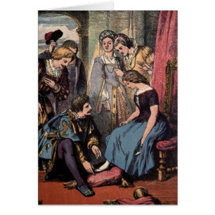 Vintages Zeichnen: Aschenputtel und der Prinz