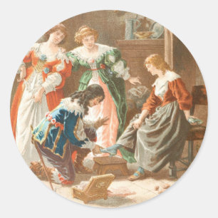 Vintages Zeichnen: Aschenputtel und der Runder Aufkleber