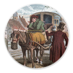 Vintages Zeichnen: Der alte Wagen Keramikknauf