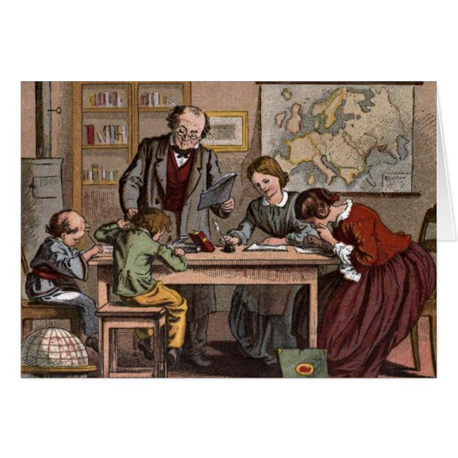 Vintages Zeichnen: Der antike Schullehrer (Vorderseite (Horizontal))