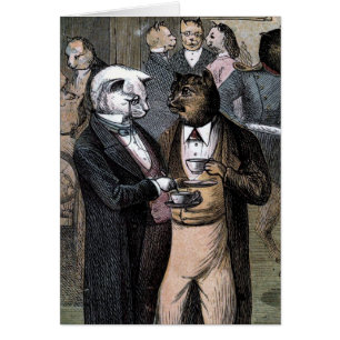 Vintages Zeichnen: Die Katzen Teaparty