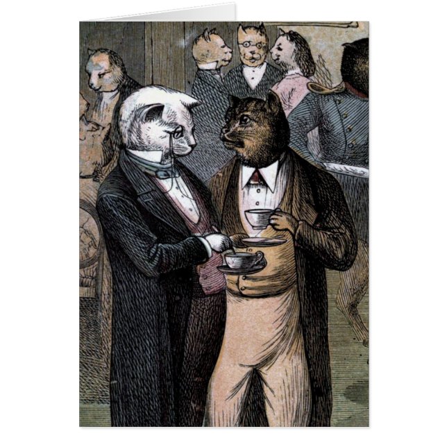 Vintages Zeichnen: Die Katzen Teaparty (Vorne)