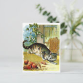 Vintages Zeichnen: Die schlaue Katze Postkarte (Stehend Vorderseite)