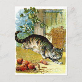 Vintages Zeichnen: Die schlaue Katze Postkarte