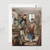 Vintages Zeichnen: Die Werkstatt Postkarte (Vorne/Hinten)